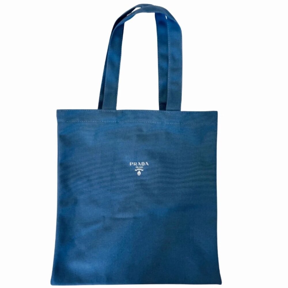 Prada Beauty Canvas Tote Blue